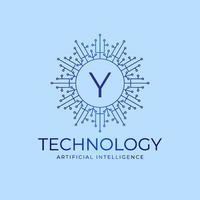 letter Y technology boundaries artificial intelligence initial vector logo design element