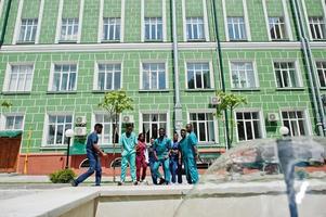 Group of african medical students posed outdoor. photo