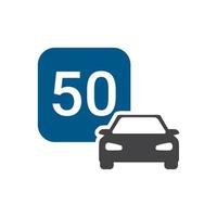 vector icon 50 km car speed limit sign