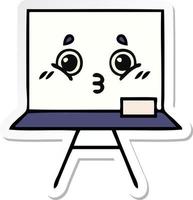 sticker of a cute cartoon white board vector