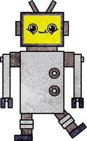 retro grunge texture cartoon robot vector