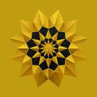 Gold Black Origami Flower Pattern Mandala 3D Geometric Shape vector