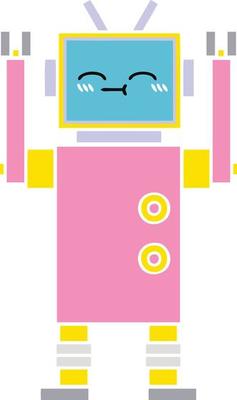 flat color retro cartoon robot