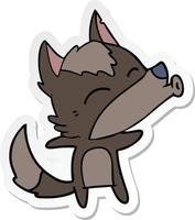 sticker of a cartoon howling wolf vector