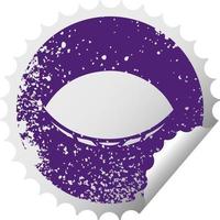 distressed circular peeling sticker symbol sleeping eye vector