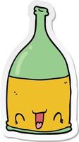 sticker of a cartoon wine bottle vector