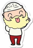 sticker of a man with beard sticking out tongue vector