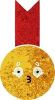 medalla de oro de dibujos animados de estilo de ilustración retro vector