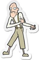 sticker of a cartoon old man having heart attack vector