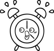 line drawing cartoon alarm clock vector