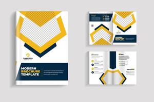 4 pages clean and minimal multipurpose bifold brochure design or corporate company brochure design. fully organized and editable brochure template design. vector