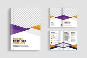 4 pages clean and minimal multipurpose bifold brochure design or corporate company brochure design. fully organized and editable brochure template design. vector