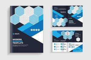 diseño de folleto bifold multipropósito limpio y mínimo o diseño de folleto de empresa corporativa. diseño de plantilla de folleto completamente organizado y editable. vector