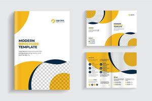 4 páginas limpias y mínimas de diseño de folleto bifold multipropósito o diseño de folleto de empresa corporativa. diseño de plantilla de folleto completamente organizado y editable. vector