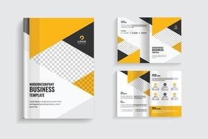 diseño de folleto plano minimalista, 4 páginas limpias y diseño de folleto bifold multipropósito mínimo o diseño de folleto de empresa corporativa. diseño de plantilla de folleto completamente organizado y editable. vector