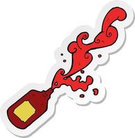 sticker of a cartoon squirting ketchup vector