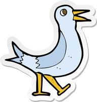 sticker of a cartoon walking bird vector