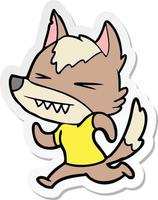 sticker of a angry wolf cartoon vector