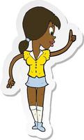 sticker of a cartoon girl with idea vector