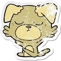 distressed sticker of a cute cartoon dog vector