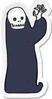 sticker of a cartoon waving halloween ghoul vector