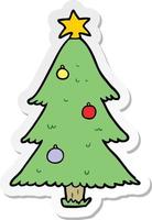 sticker of a cartoon christmas tree vector