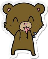 sticker of a rude cartoon bear vector