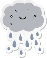 sticker of a cute cartoon cloud vector