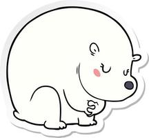 sticker of a cute cartoon polar bear vector