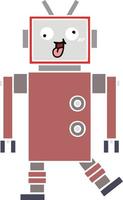 flat color retro cartoon robot vector