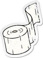 distressed sticker cartoon doodle of a toilet roll vector