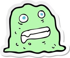 sticker of a cartoon slime creature vector