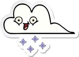 sticker of a cute cartoon snow cloud vector