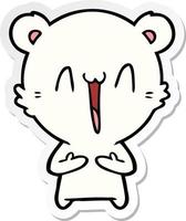 sticker of a happy polar bear cartoon vector