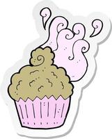 sticker of a cartoon cupcake vector