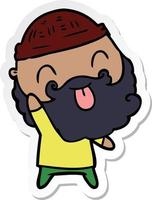 sticker of a man with beard sticking out tongue vector