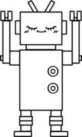 line drawing cartoon robot vector