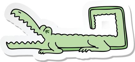 pegatina de un peculiar cocodrilo de dibujos animados dibujados a mano vector