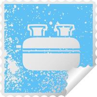 distressed square peeling sticker symbol double toaster vector