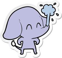 sticker of a cute cartoon elephant spouting water vector