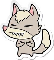 sticker of a angry wolf cartoon vector