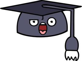 lindo sombrero de graduación de dibujos animados vector