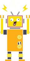 flat color retro cartoon malfunctioning robot vector