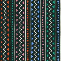Ethnic Tribal Geometric Folk Indian Scandinavian Gypsy Mexican Boho African Ornament Texture Seamless Pattern Zigzag Dot Line Vertical Stripes Color Print Textiles Background Vector Illustration