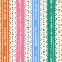 Ethnic Tribal Geometric Folk Indian Scandinavian Gypsy Mexican Boho African Ornament Texture Seamless Pattern Zigzag Dot Line Vertical Stripes Color Print Textiles Background Vector Illustration