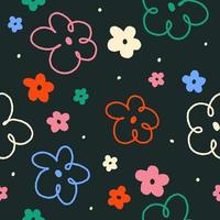 Cute Confetti Ditsy Daisy Flower Outline Pastel Color Seamless Pattern Background Vector Cartoon Background Illustration Print, Tablecloth, Picnic mat, wrapping paper, Mat, Fabric, Textile, Scarf.
