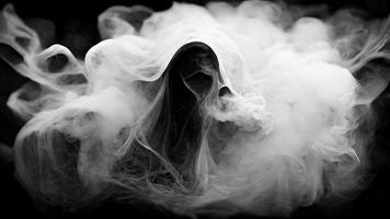 Abstract ghost devil in smoke black and white, halloween and creepy concept, digital art photo