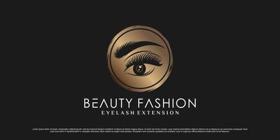 Eyelash extension logo design for beauty icon with negative space circle concept Premium Vector