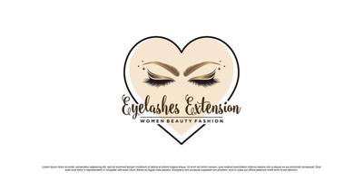 diseño de logotipo de extensión de pestañas de lujo para moda de belleza con vector premium de elemento creativo