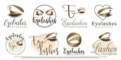 Collection of eyelash extension logo design for beauty fashion with creative element Premium Vector